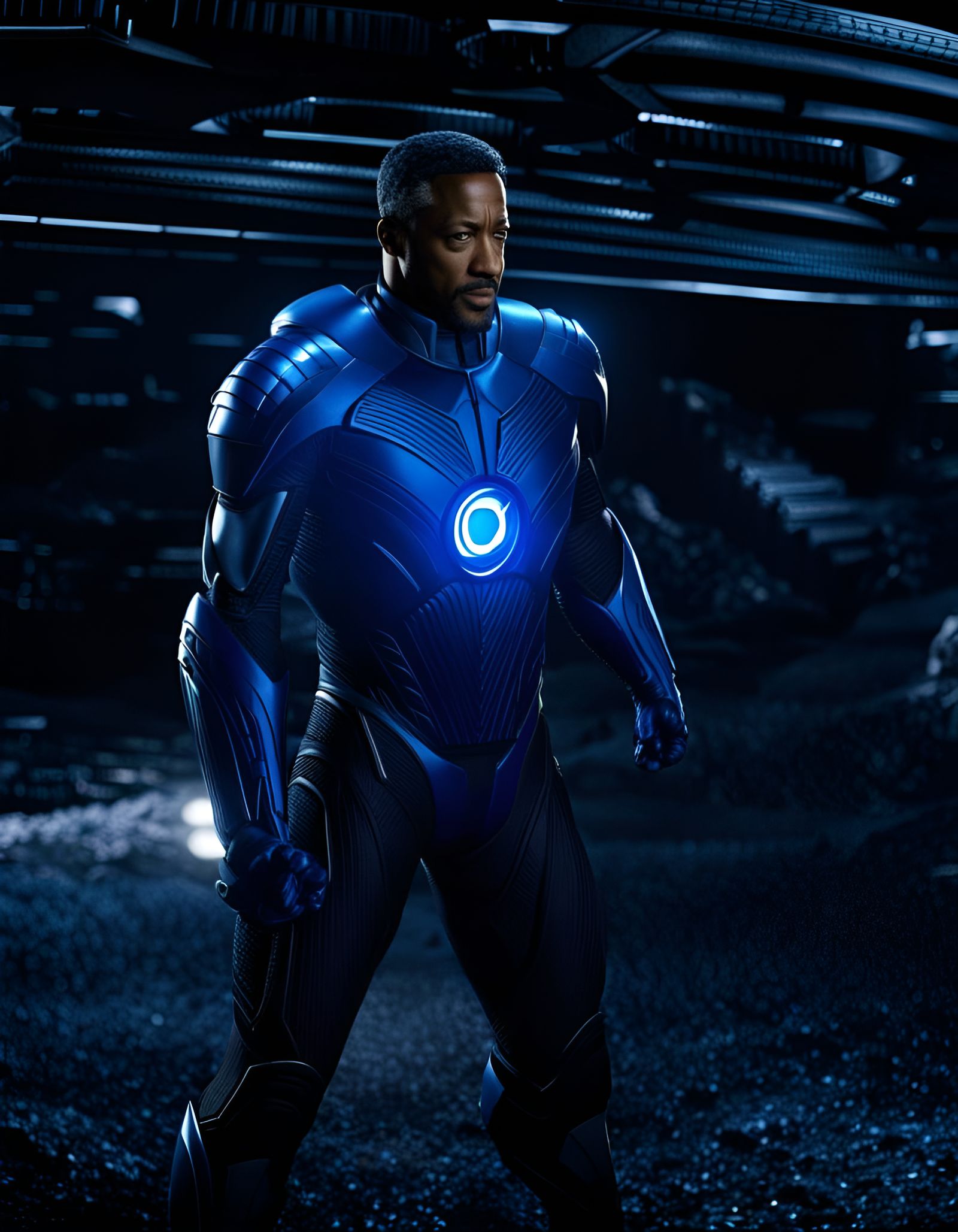 John Stewart as Blue Lantern in Photorealistic CGI
