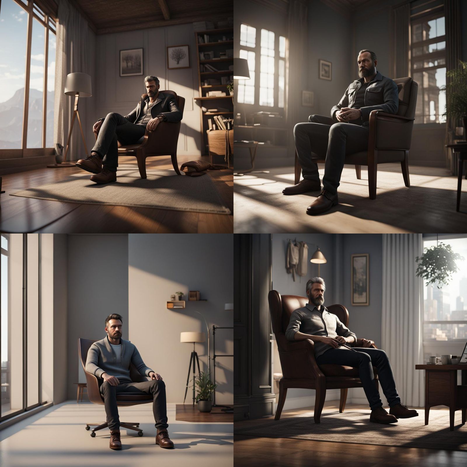 Man Sitting in Chair Rendered in Unreal Engine