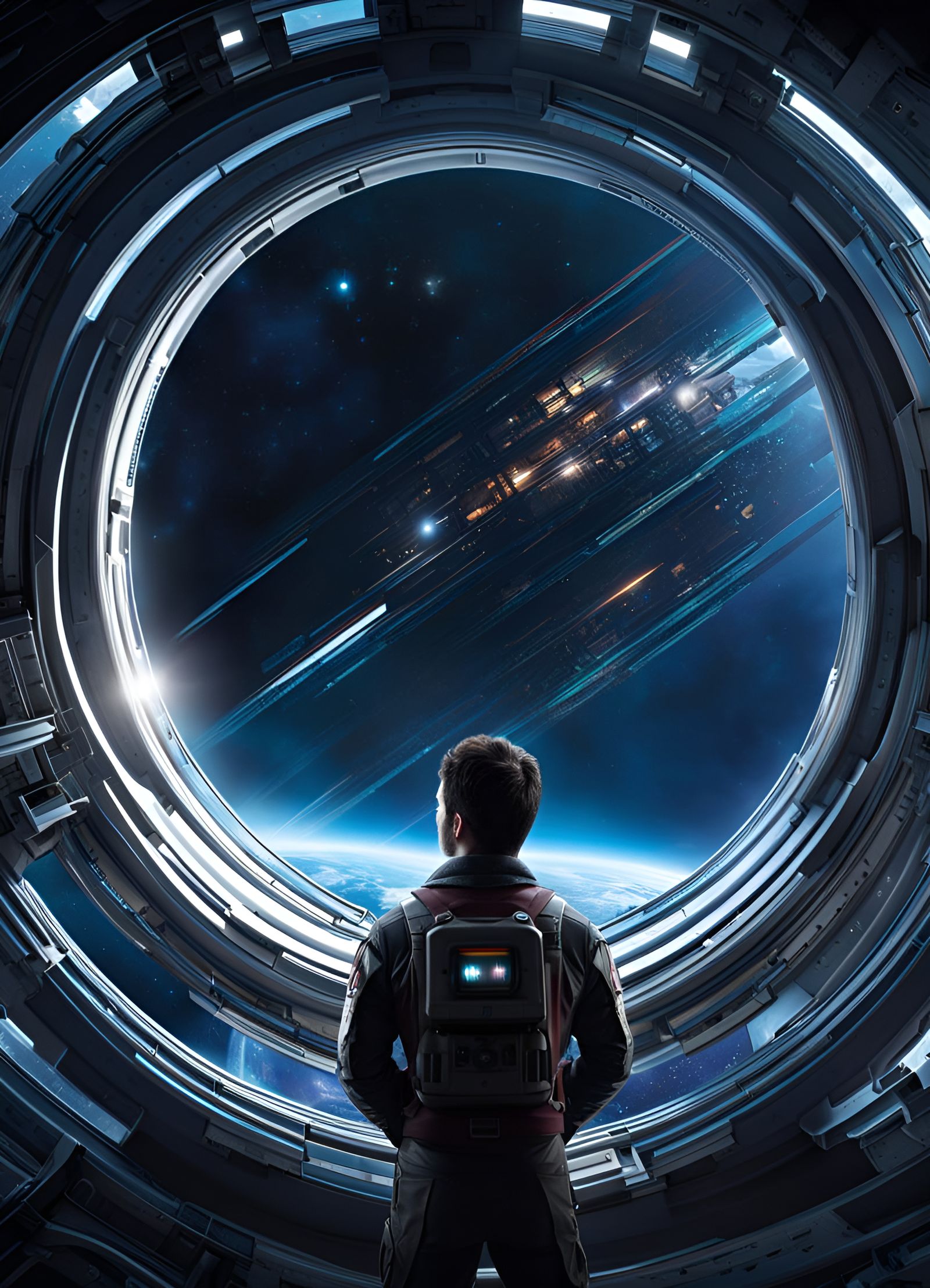 Man Gazing at Space in Sci-Fi Cover Art