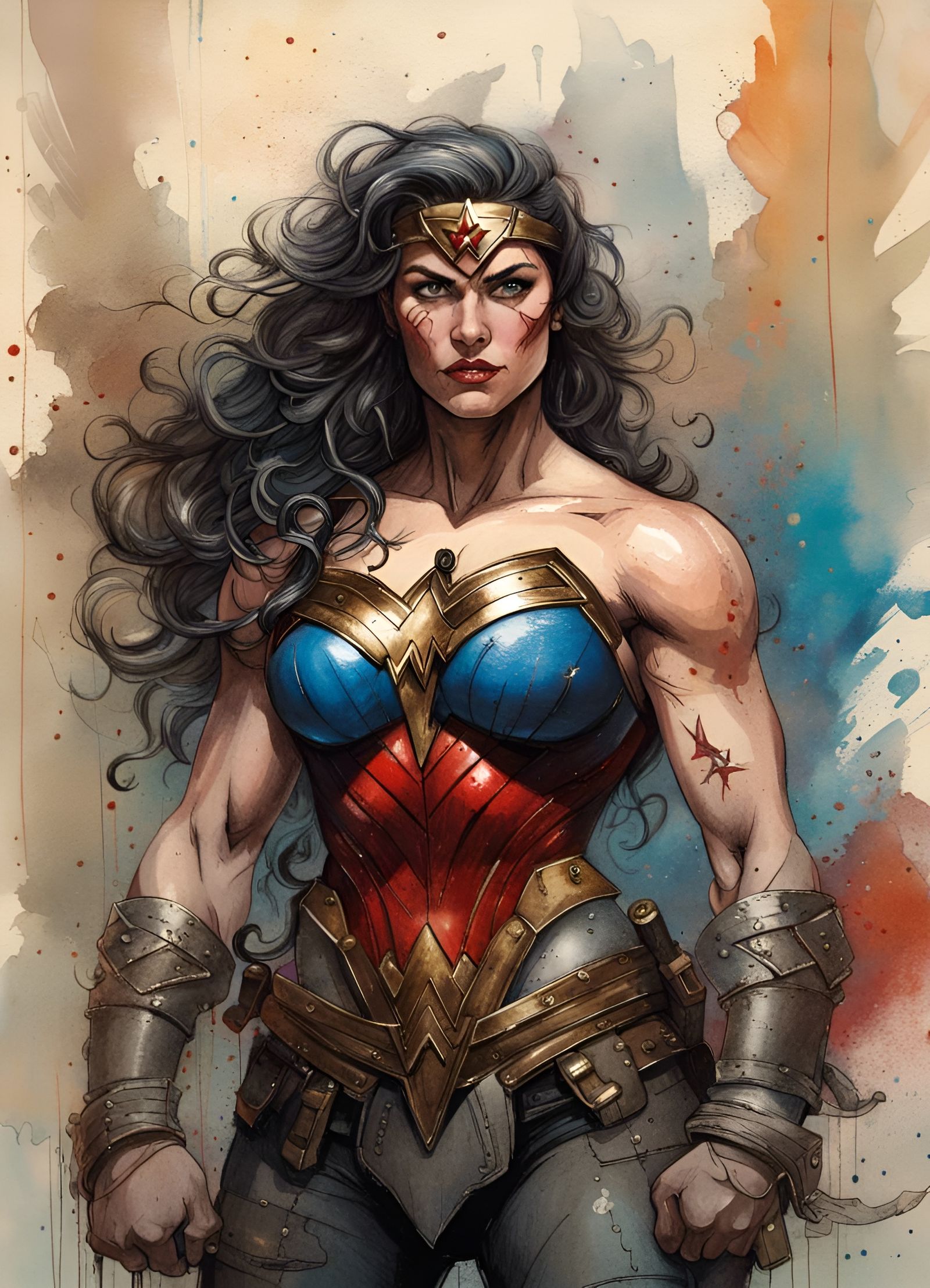 Wonder Woman Bodybuilder Crayon Caricature