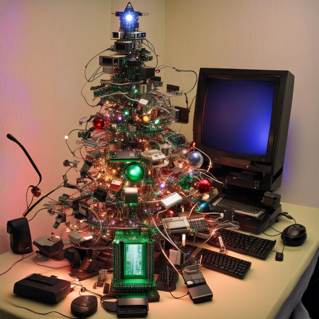 Tech-Inspired Christmas Tree Made of Computer Parts