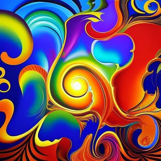 Surreal Abstract Peacock Parlor in Fractal Style