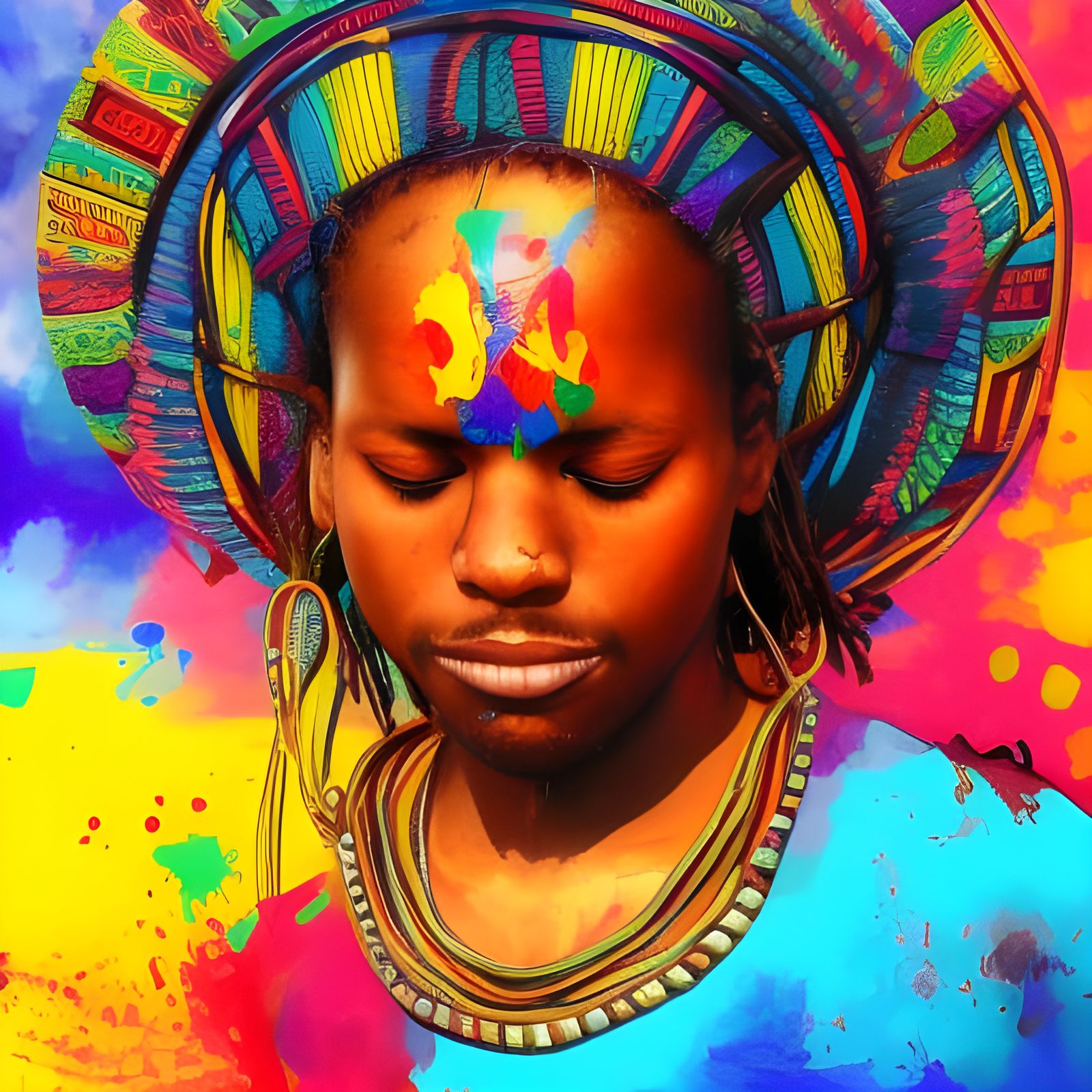Hyperrealistic Haiti Hippy in Splash Art Style