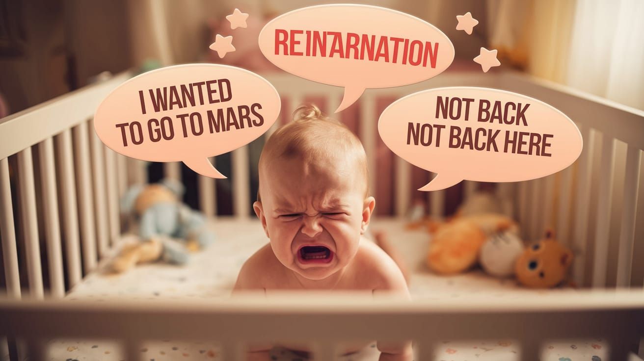Humorous Crying Baby Wants to Go to Mars