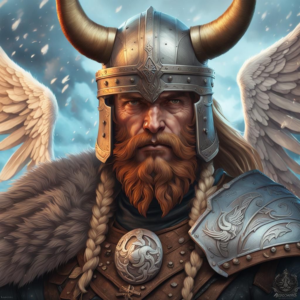 Viking Warrior Portrait in Hyperdetailed Style