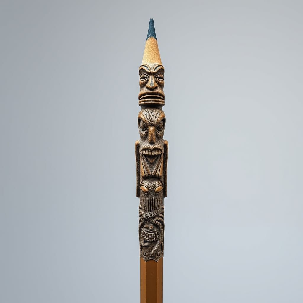 Intricately Carved Totem Pole Pencil