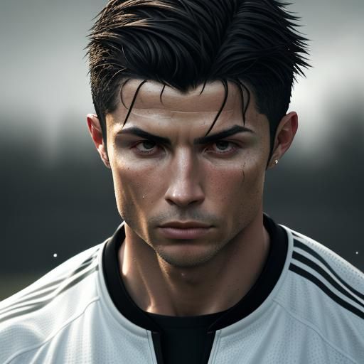Cristiano Ronaldo: Hyper-Realistic Soccer Field Portrait