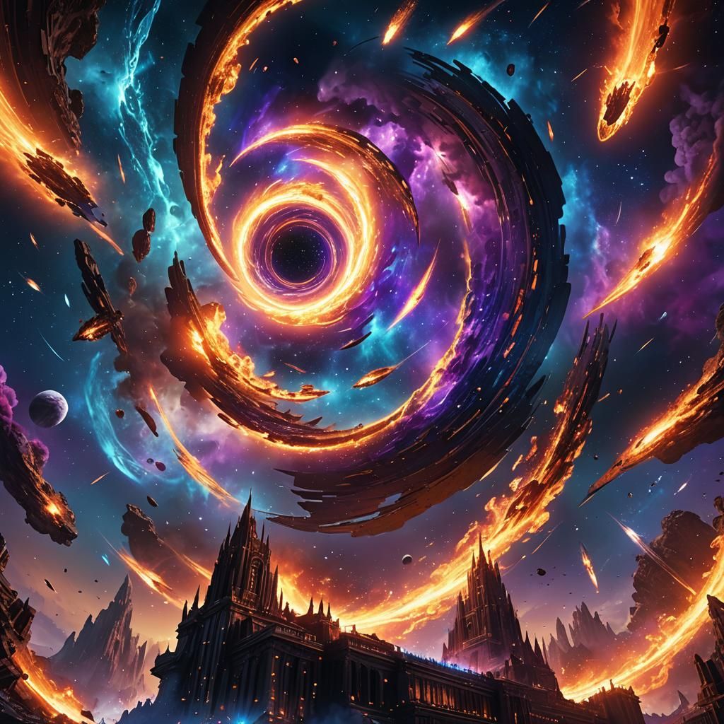 Celestial Forge in Ethereal Cosmic Landscape