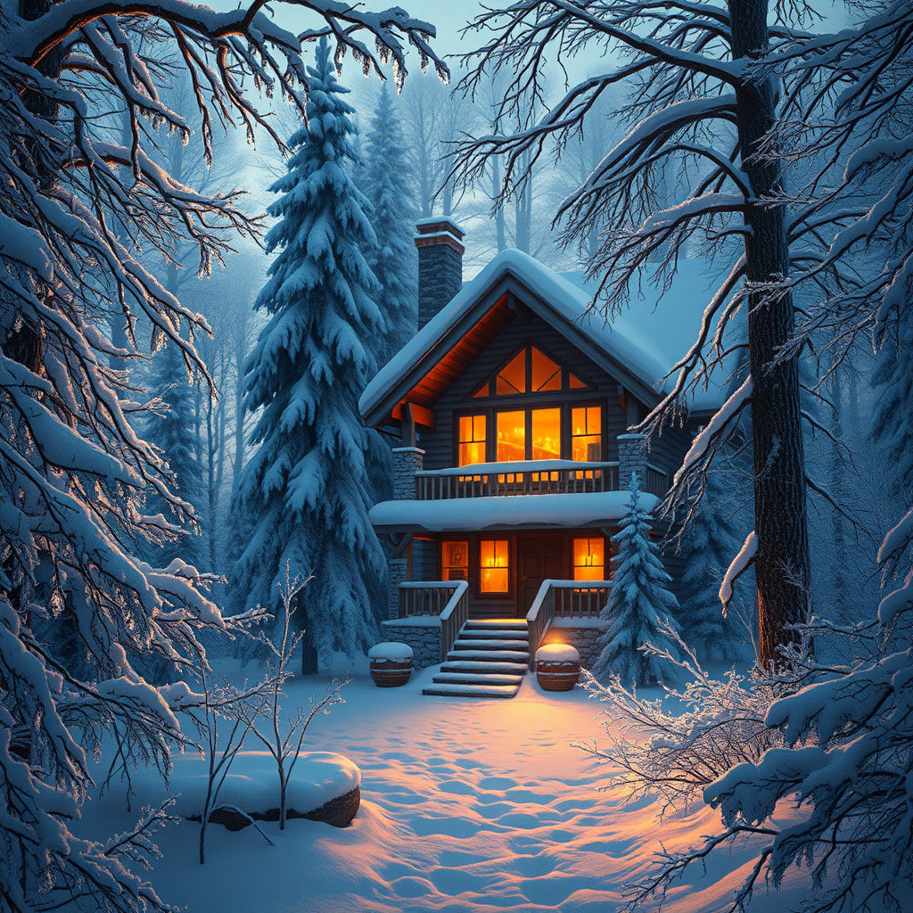 Enchanted Winter Lodge in a Fairy Tale Forest