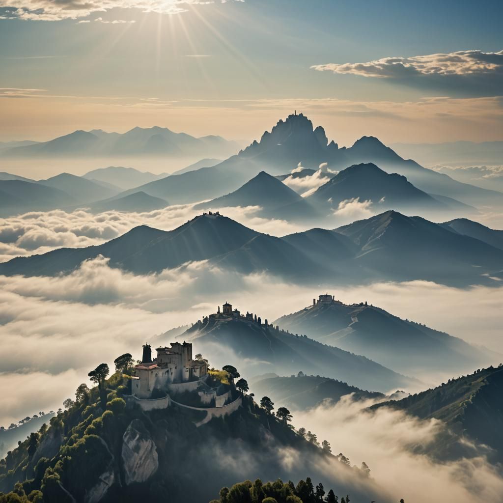 Surreal Mountain Mist in Dali Style