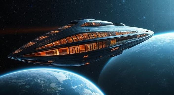 City-Sized Ark Spacecraft Soaring Through Cosmos