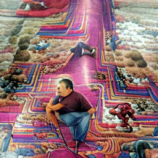 Mexican Man on Carpet with Empty Thought Bubble