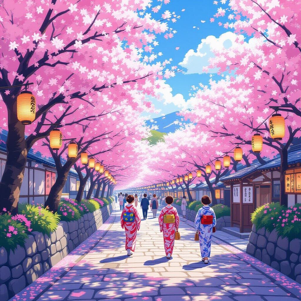 Sakura Festival: Pink Blossoms and Kimono Strollers