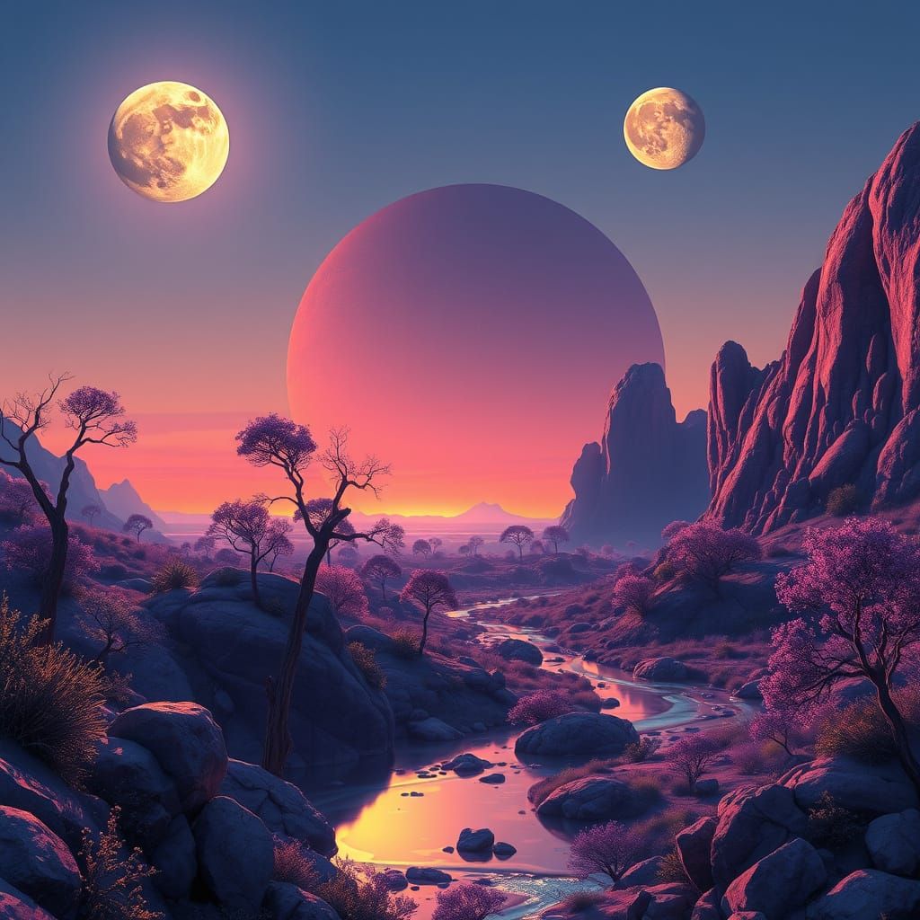 Double Sunset on a Distant Alien World