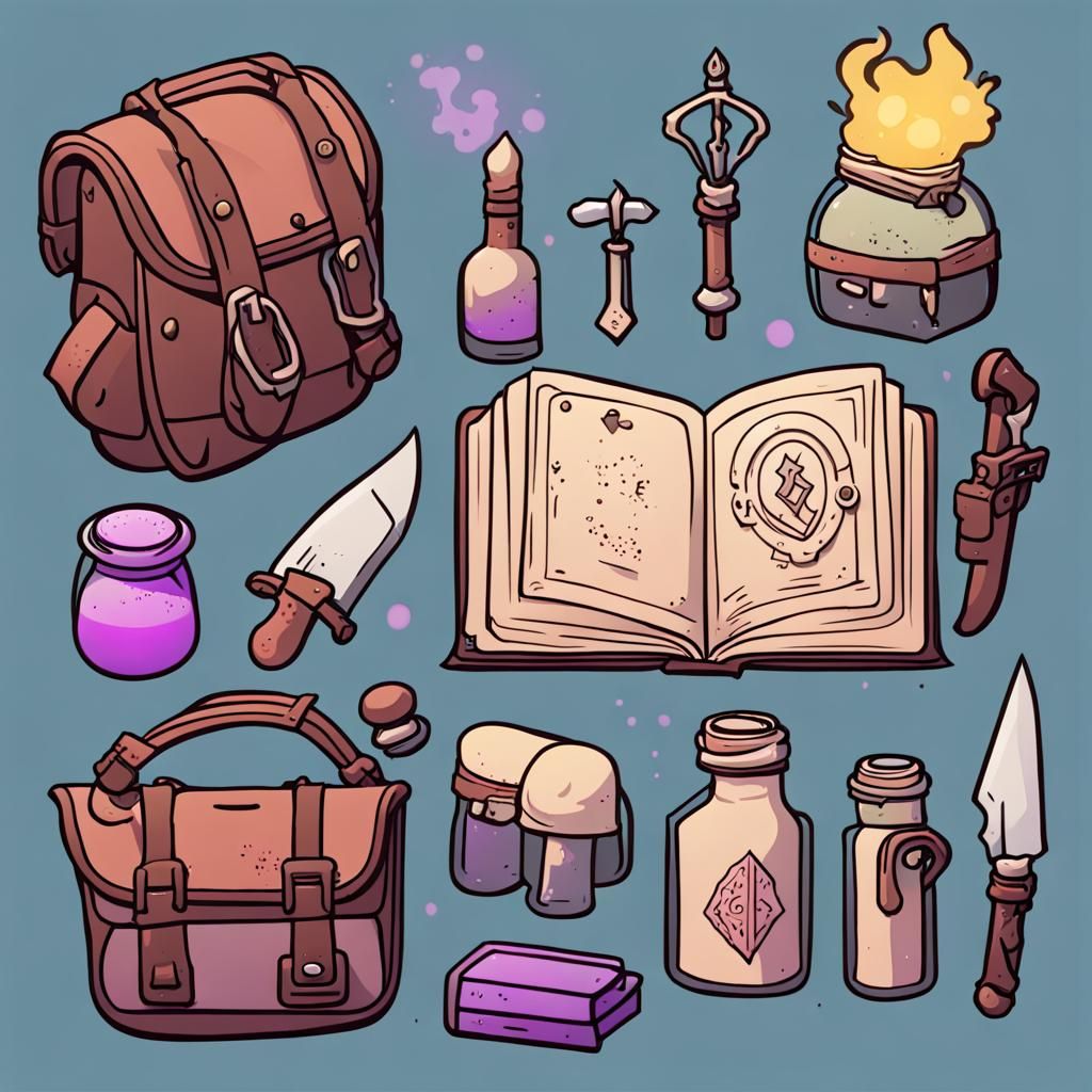 Adventurer's Bag: Magic Items in Pastel Colors