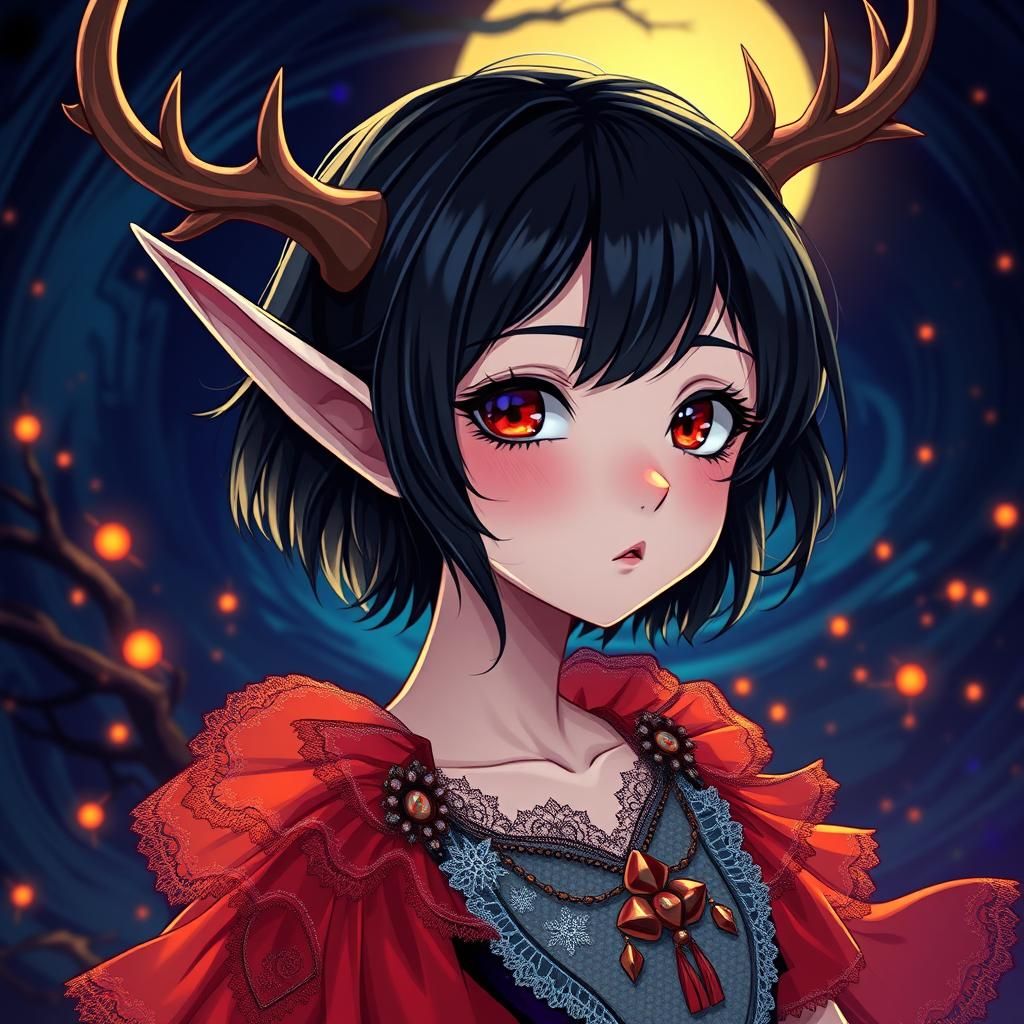 Elf Girl in Halloween Costume, Anime Style