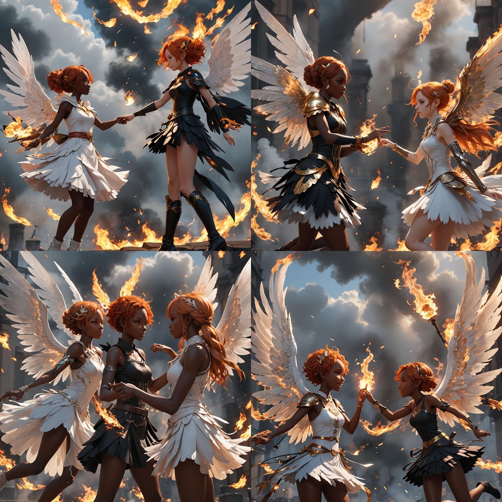 Air Fairy vs Fire Fairy in Anime Style