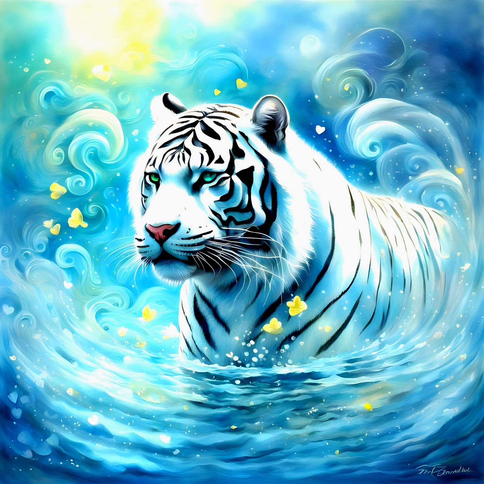 Soft Romanticism in Pastel Hues: Majestic White Tiger in Dre...