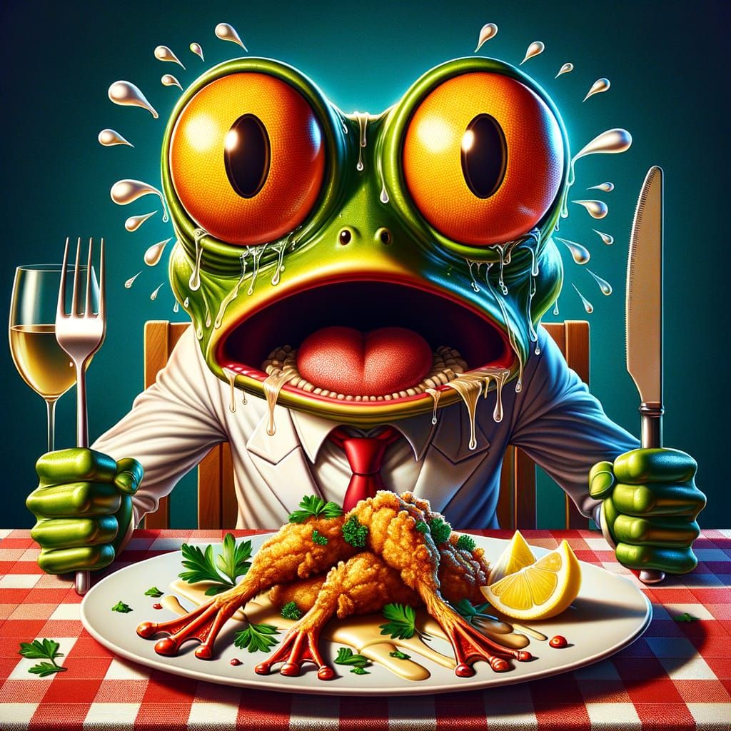 Terrified Frog at Gourmet Frog Leg Dinner