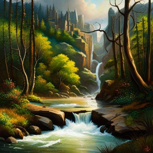 Drought Ravaged River in Hyperrealistic Style