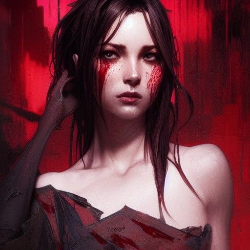 Detailed Blood Portrait in Art Nouveau Style