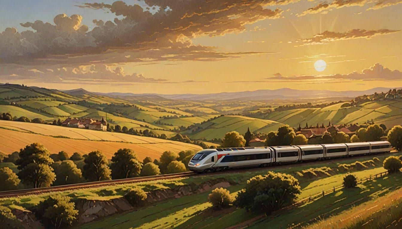 TGV Train in Countryside: A Renaissance Painting