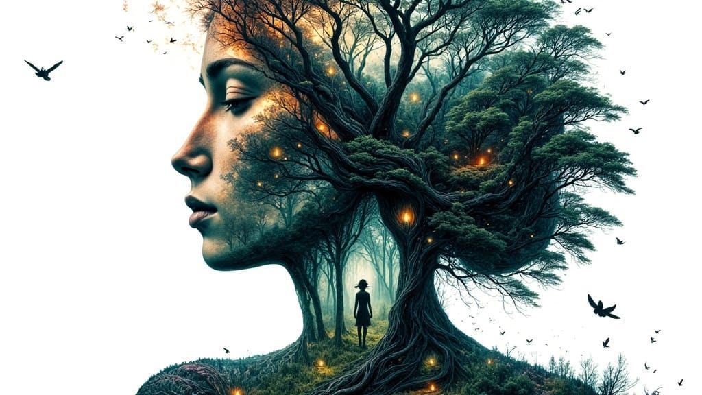 Ornate Persian Princess Silhouette with Trees