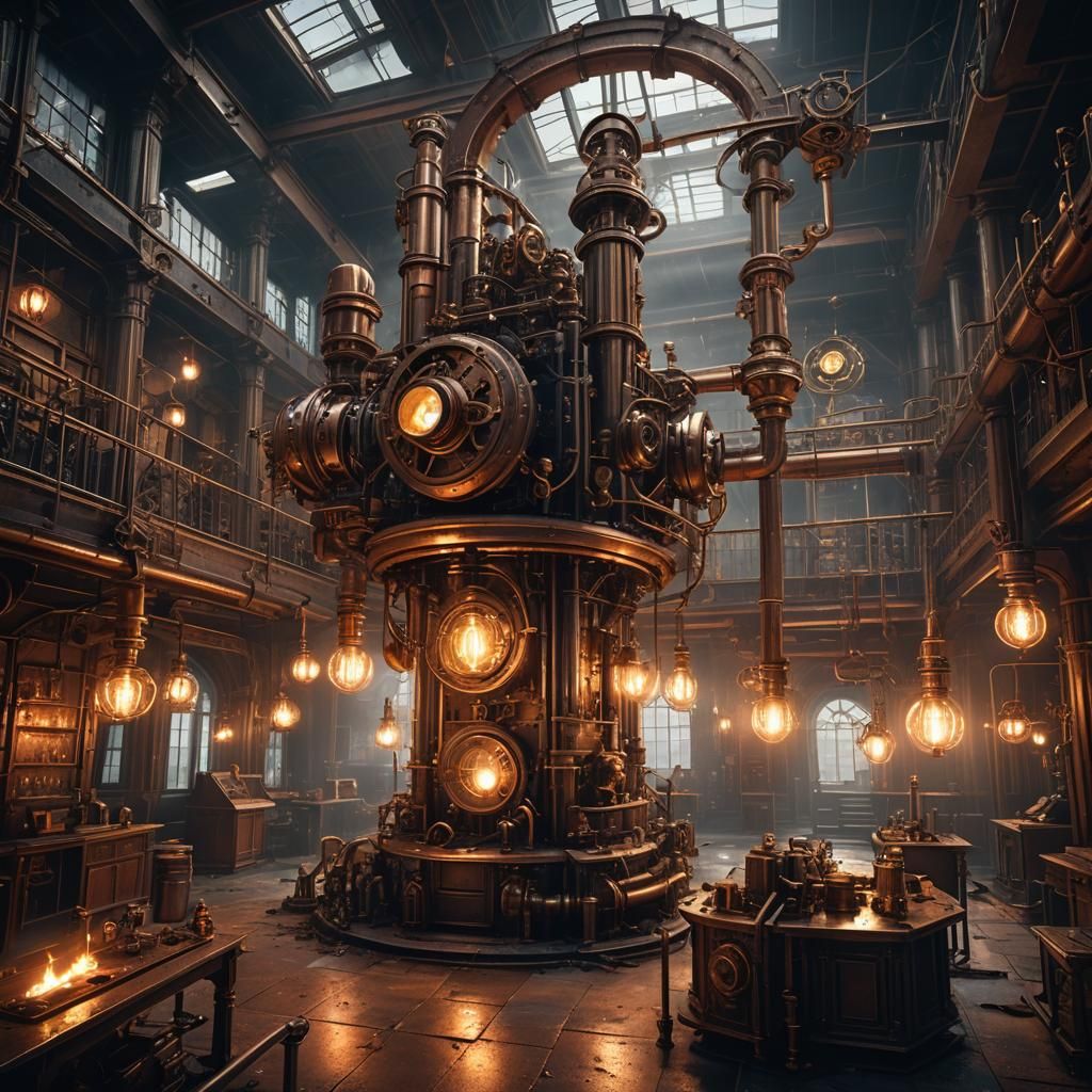 Steampunk Machinery in Abandoned Victorian Laboratory