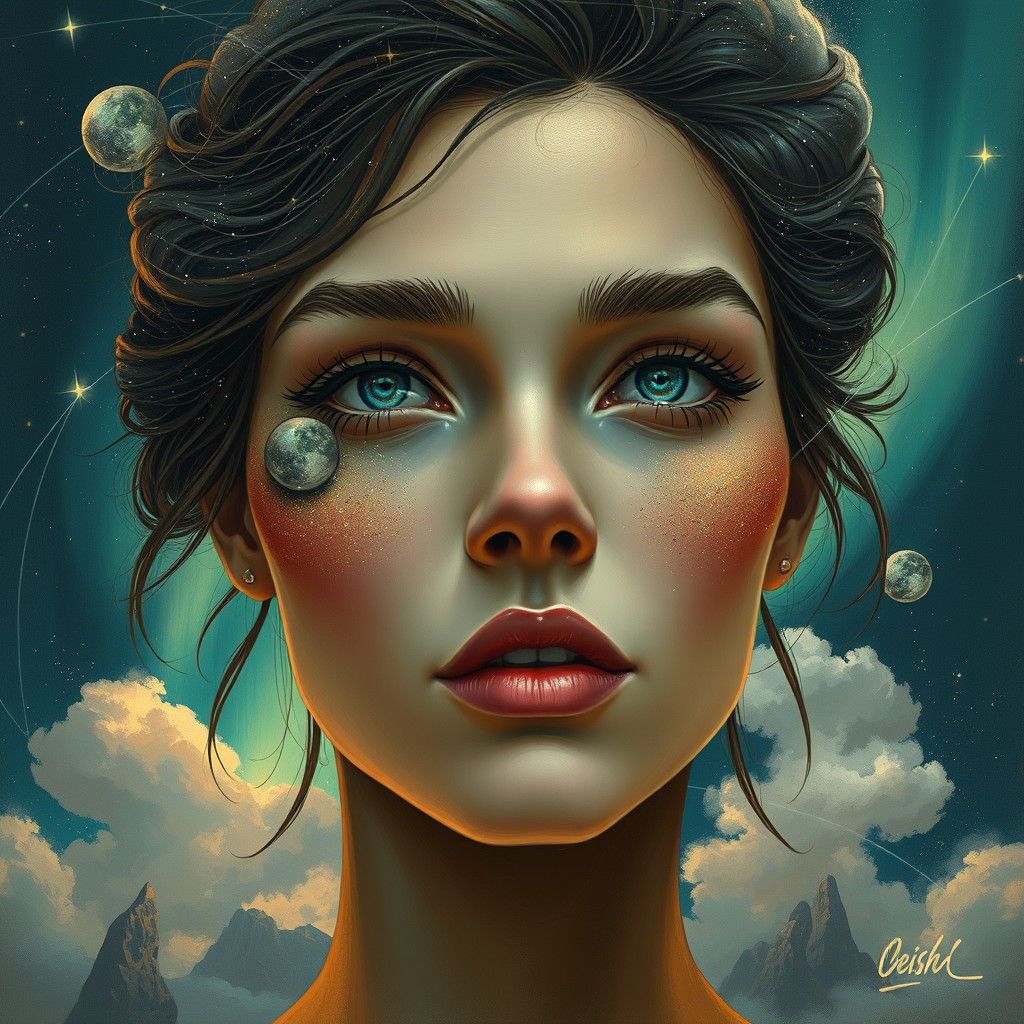 Ethereal Woman: Earth and Space Portrait