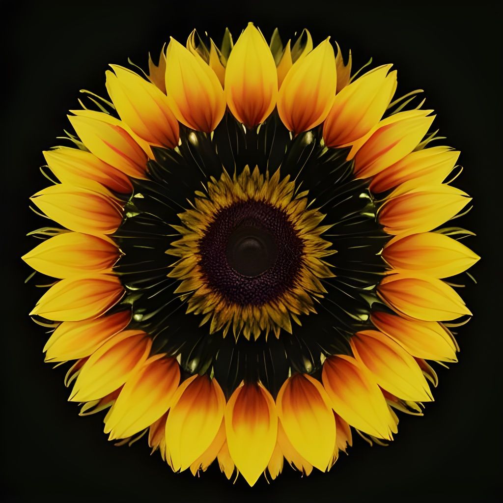 Sunflower with Dew Drops as Watercolor Painting