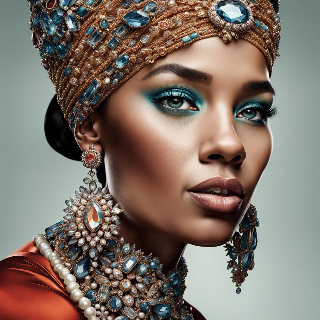 Elegant Woman Portrait with Ornate Jewelry