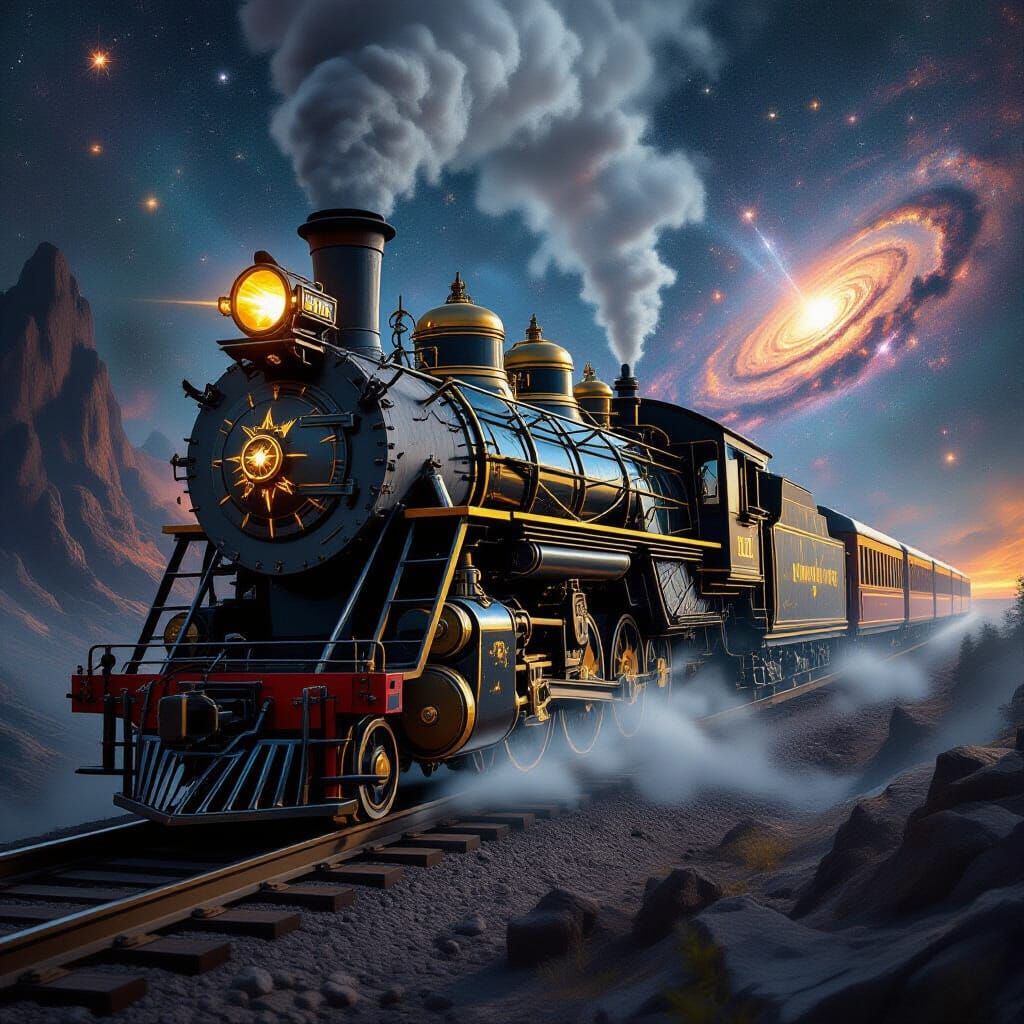 Clockwork Locomotive in Cosmic Nebula