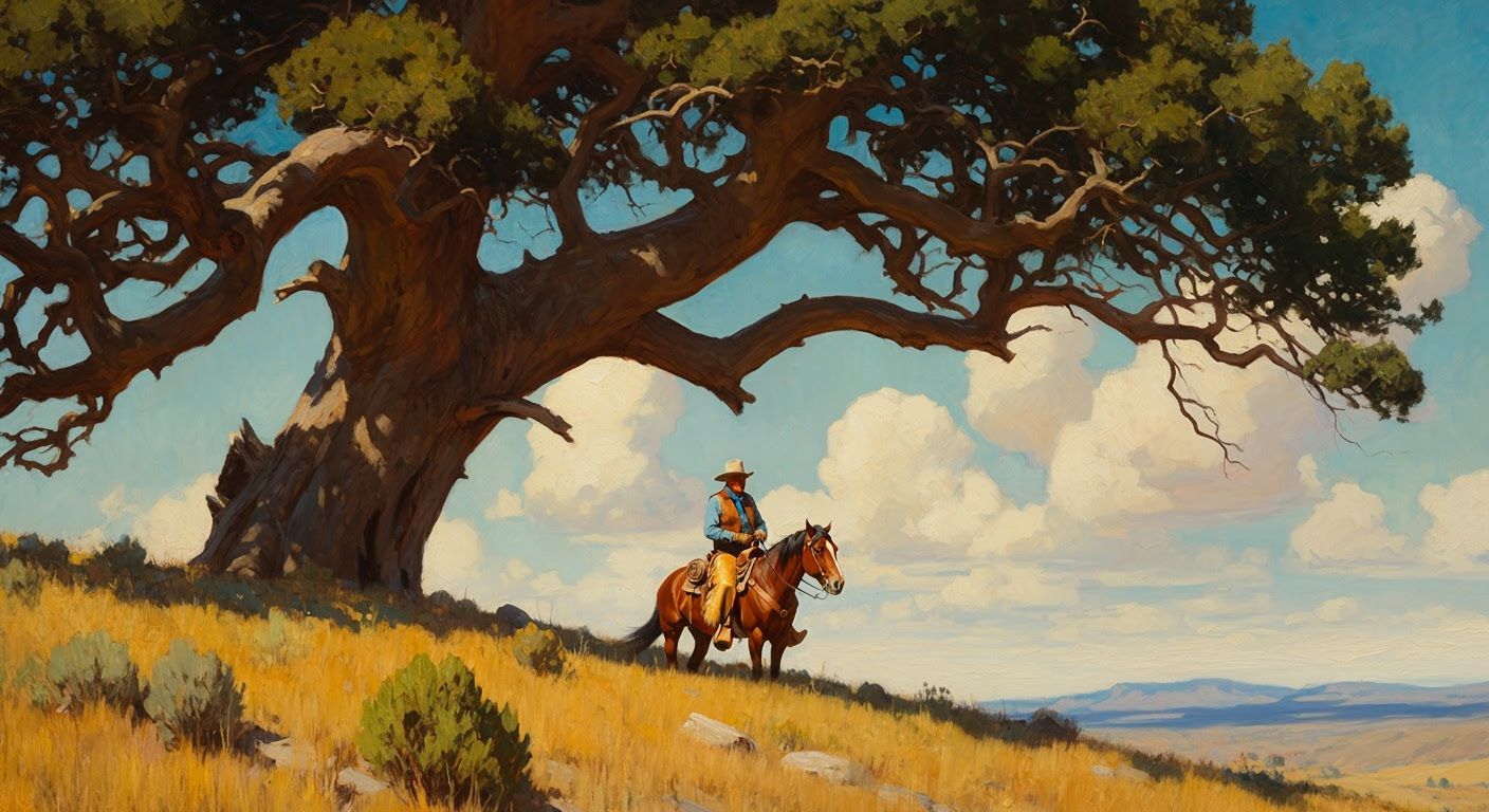 John Wayne Rides On: Impressionistic Western Oil Painting