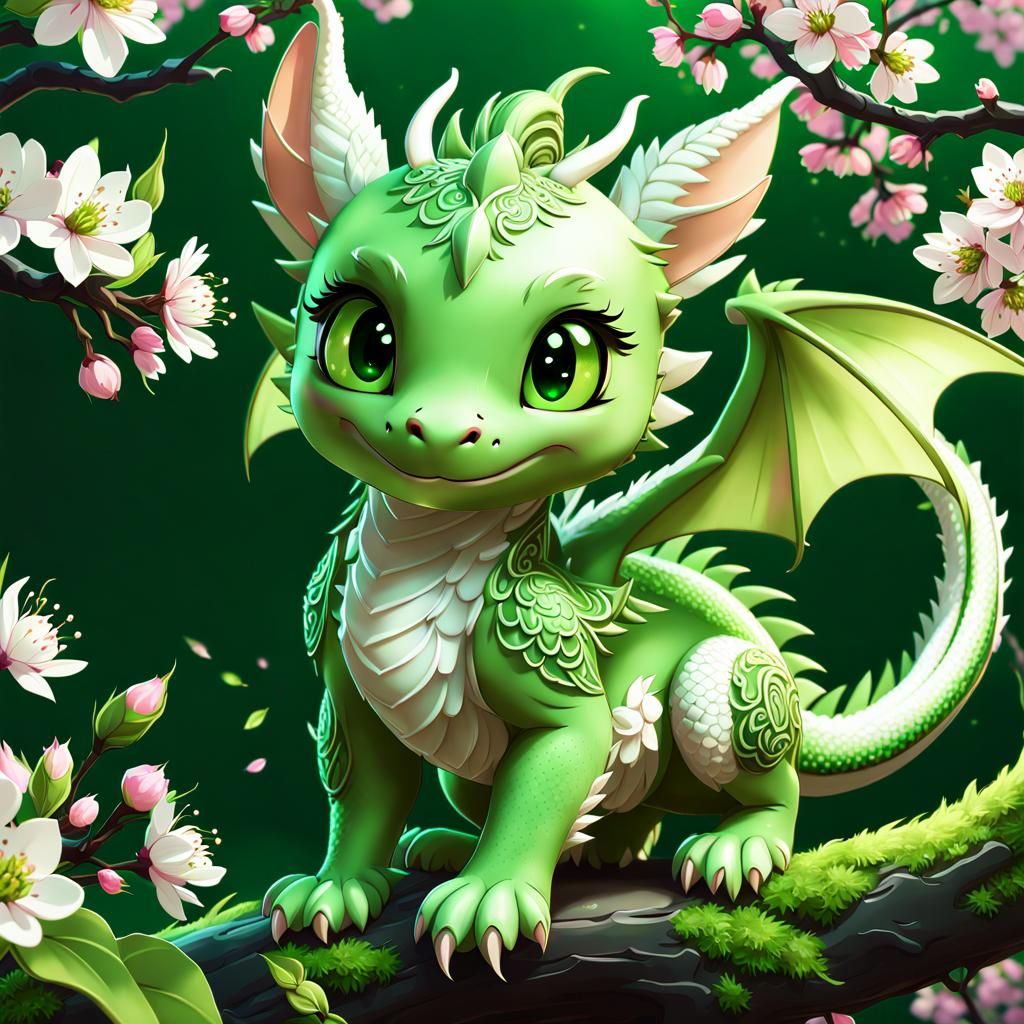 Green Cherry Blossom Dragon