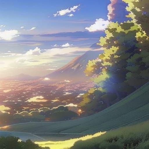 Chicken Grazing in Studio Ghibli Anime Style