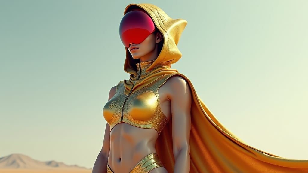 Cybernetic Goddess in Golden Armor