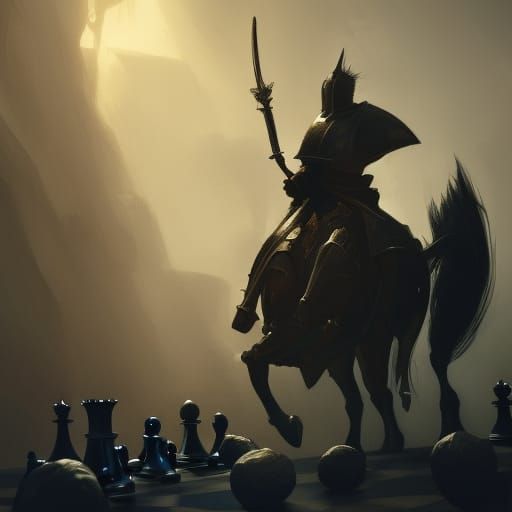 Chess Knight Piece in Dark Fantasy Style