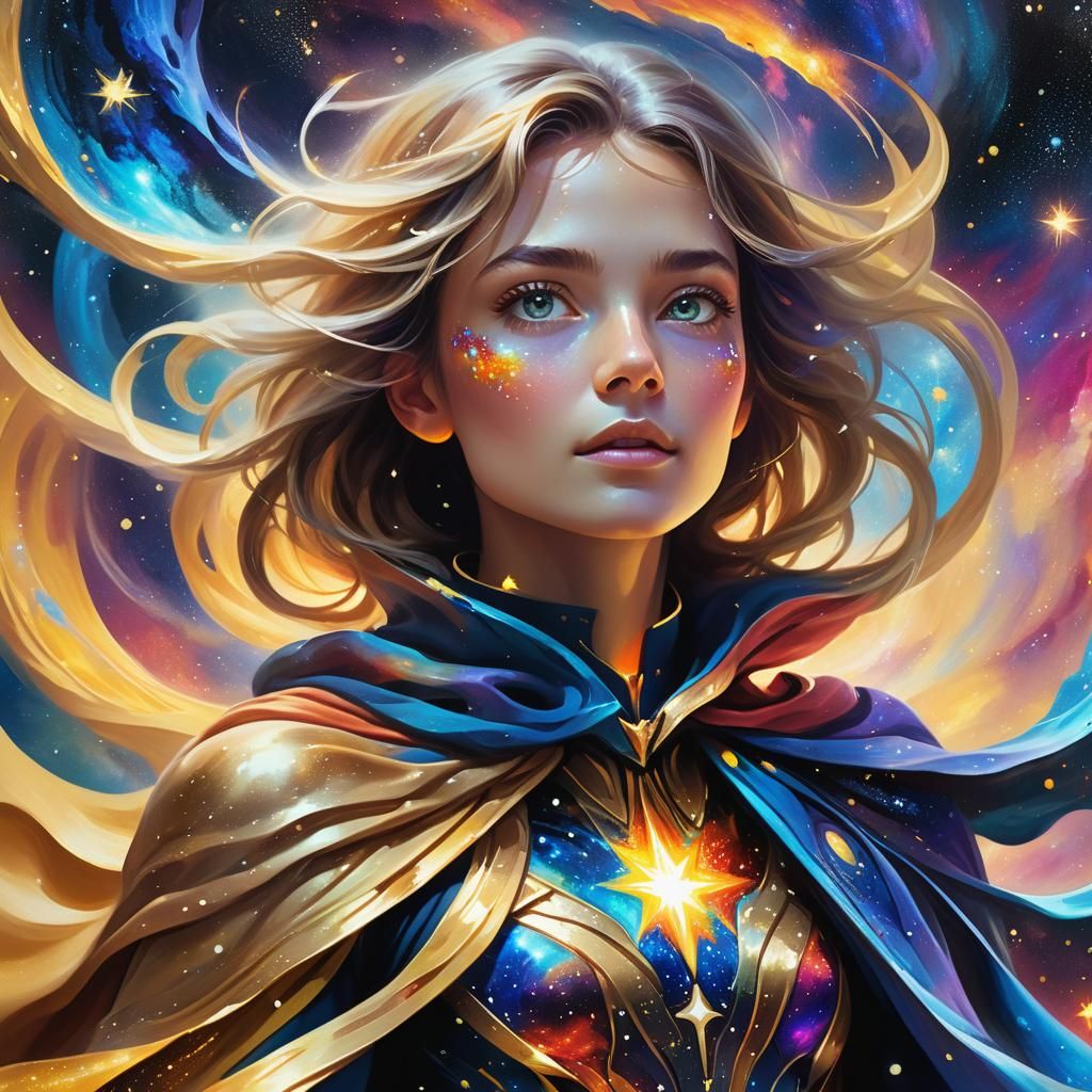 Female Hero in Cosmic Multiverse Concept Art