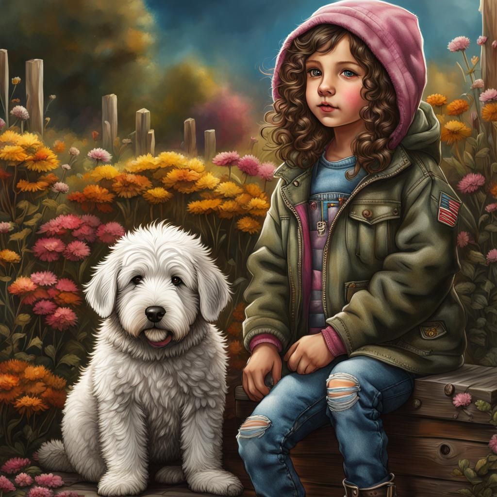 A Girl and Her Puppy