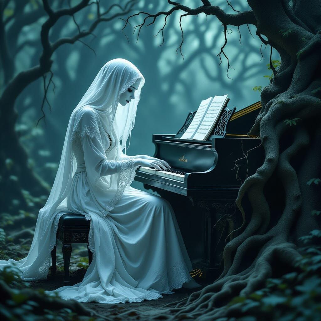 Ethereal Ghost Plays Piano in Forgotten Woods