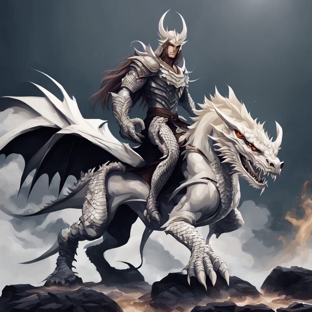 Man Wearing Stylish Clothes with Dragon Companion