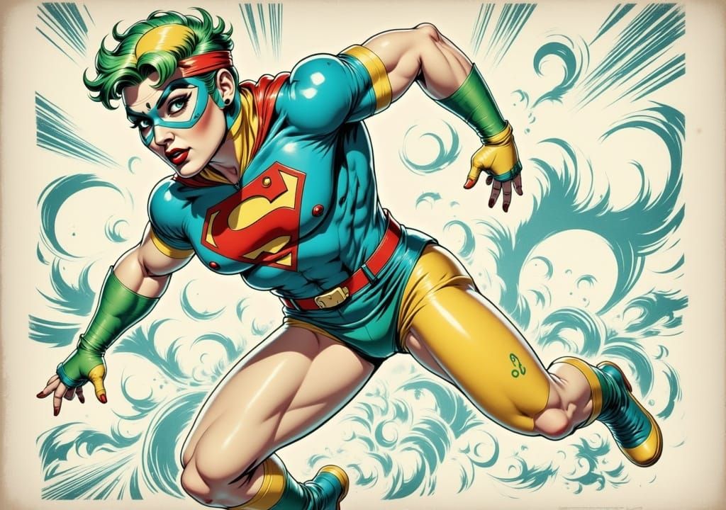 Comic Character Leaps from Page in Digital Painting Style