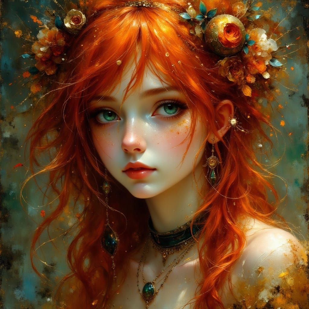 Ethereal Gypsy Punk Portrait in Soft Grunge Style