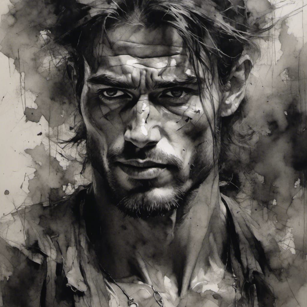 <lora:Brushed charcoal:1.0> closeup man