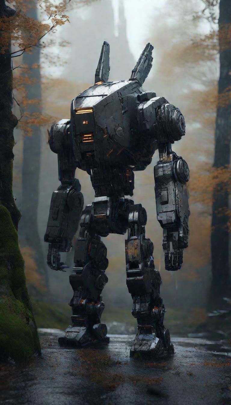 Abandoned Rabbit Mecha in Ruined Castle