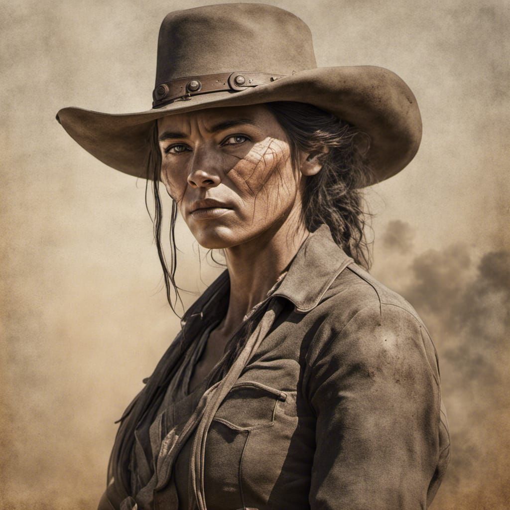 Hyperdetailed Wild West Fighter Woman Photo