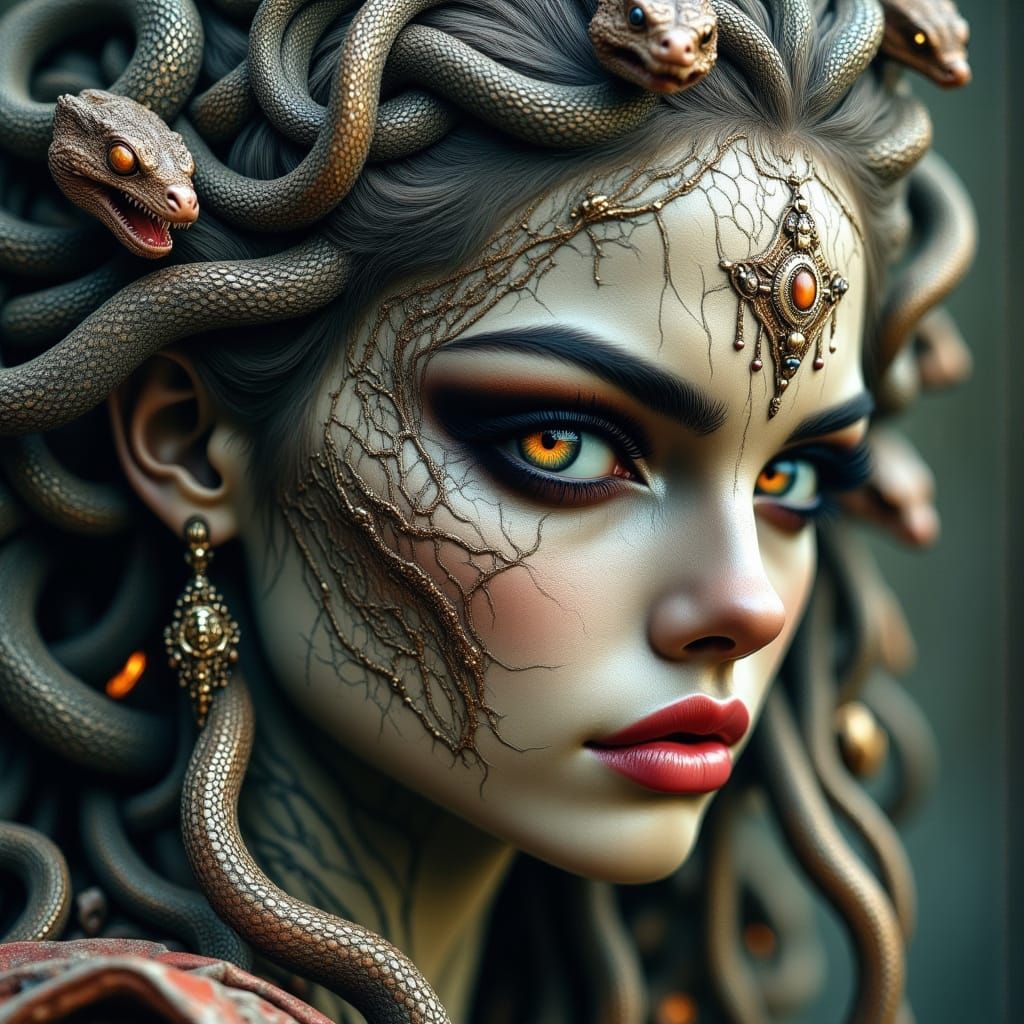 Medusa the Gorgon: Dark Portrait of a Serpentine Beauty