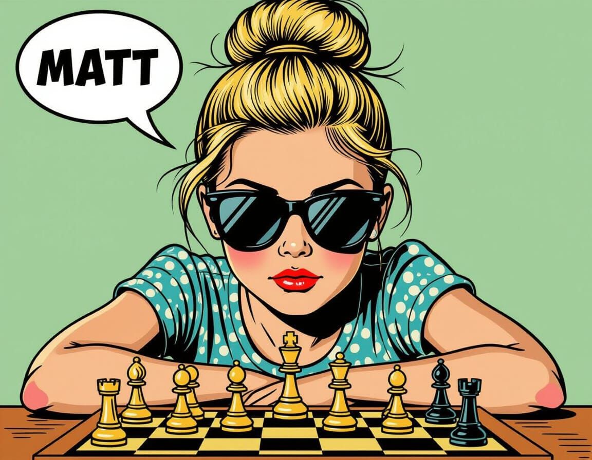 Pop Art Chess Player with "Matt" Bubble