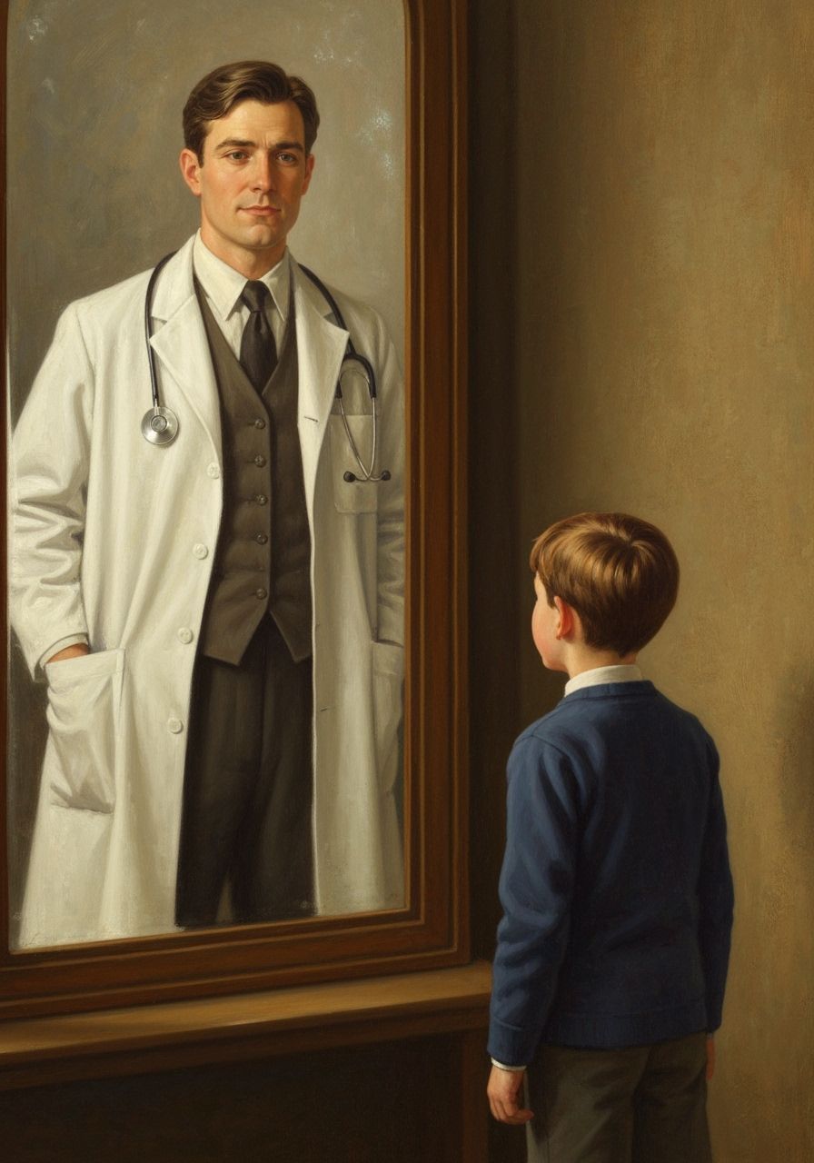 Boy Sees Future Doctor Reflected in Mirror