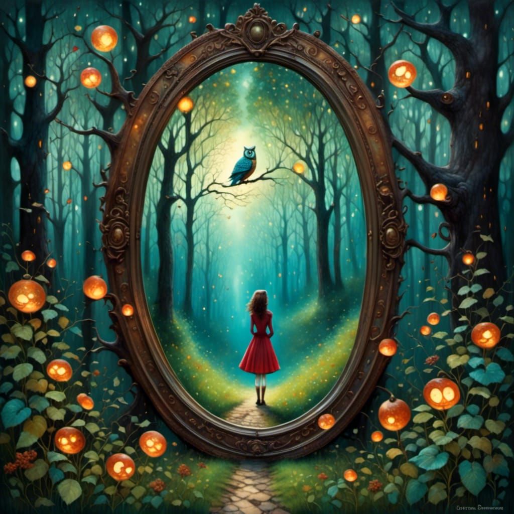 Magic Portal Mirror in Whimsical Forest